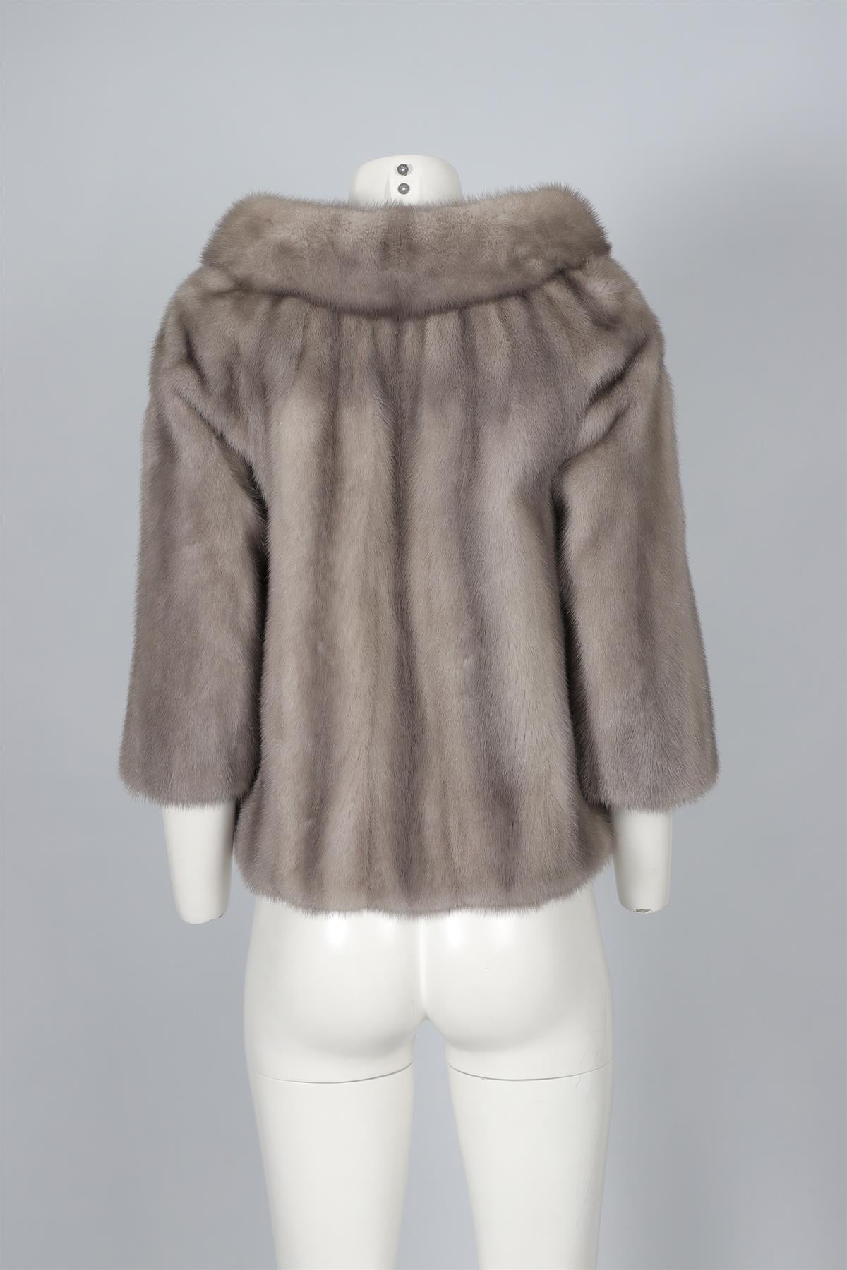 DANA BUCHMAN GREY MINK FUR JACKET SMALL