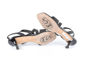 STUART WEITZMAN FOR RUSSELL & BROMLEY BLACK LEATHER SANDALS EU 37.5 UK 4.5 US 7.5