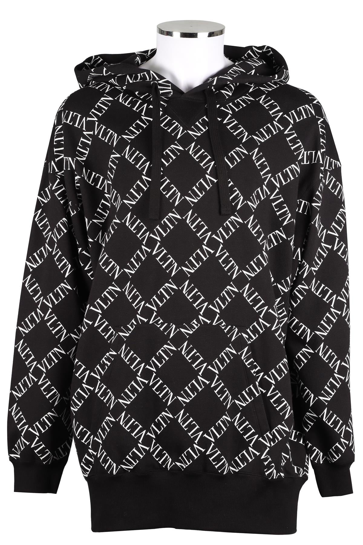 VALENTINO BLACK MEN'S COTTON BLEND HOODIE MEDIUM