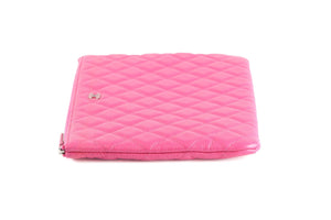 CHANEL PINK 2014 O-CASE MEDIUM QUILTED CAVIAR LEATHER CLUTCH