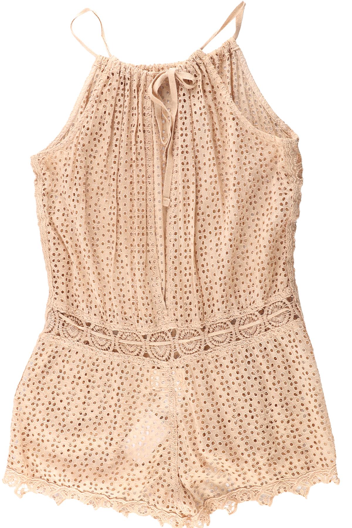 SUNDAY ST TROPEZ BEIGE COTTON PLAYSUIT SMALL
