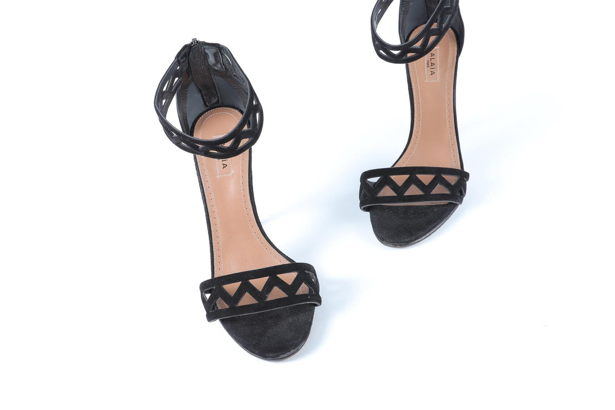 ALAÏA BLACK SUEDE SANDALS EU 35.5 UK 2.5 US 5.5