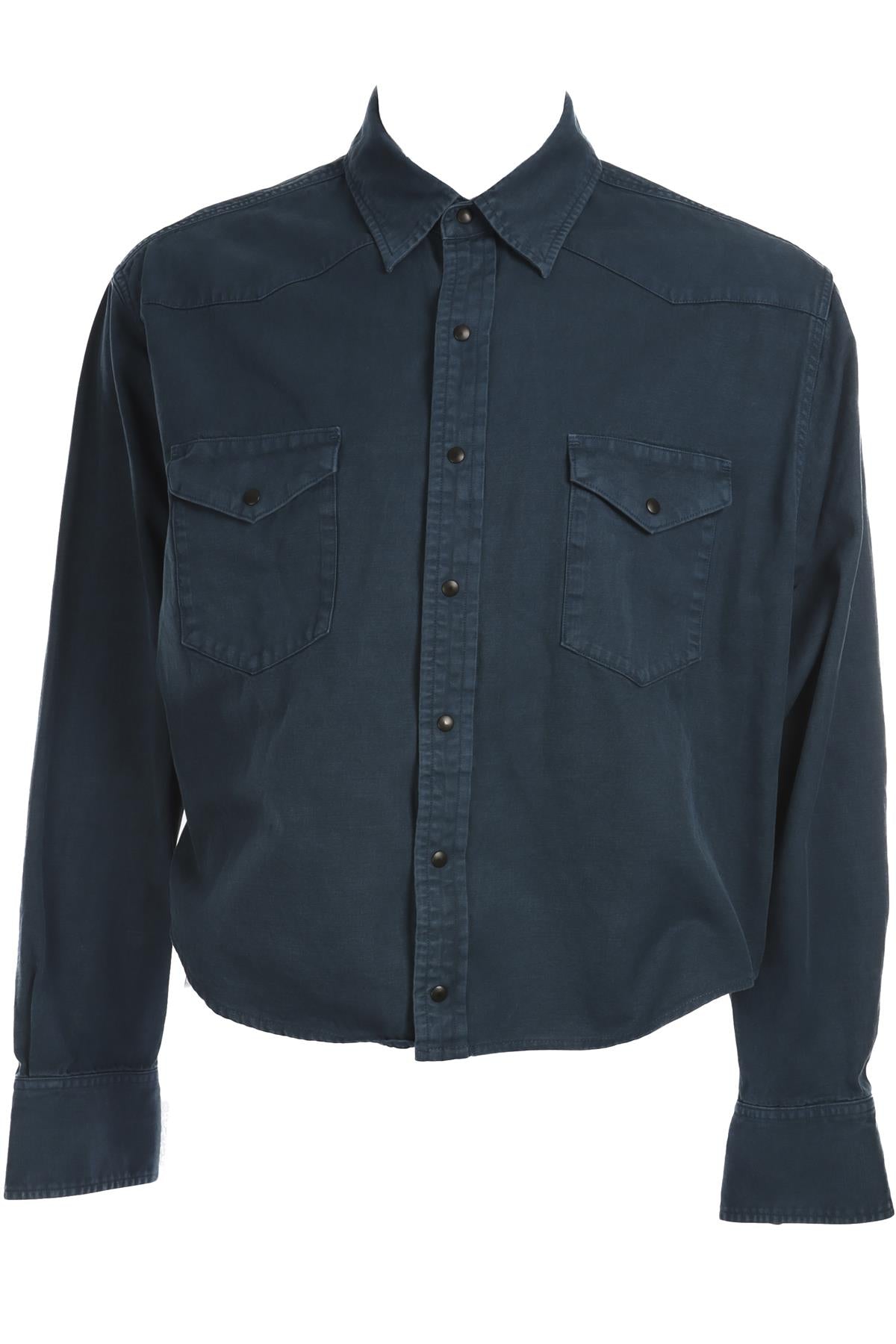 AURALEE BLUE MENS COTTON SHIRT SMALL