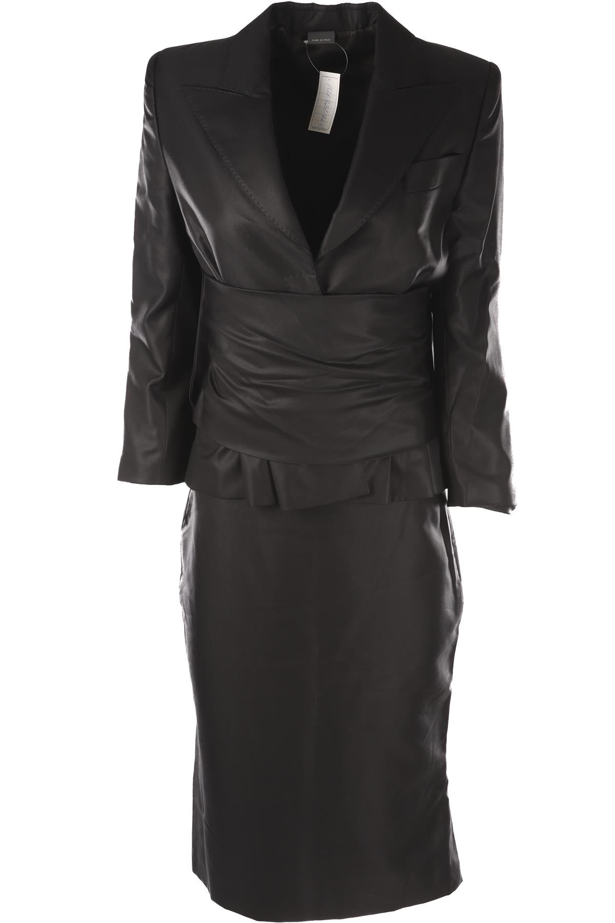 ALEXANDER MCQUEEN BLACK 2003 WOOL BLAZER, PANTS AND SKIRT SET IT 42 UK 10