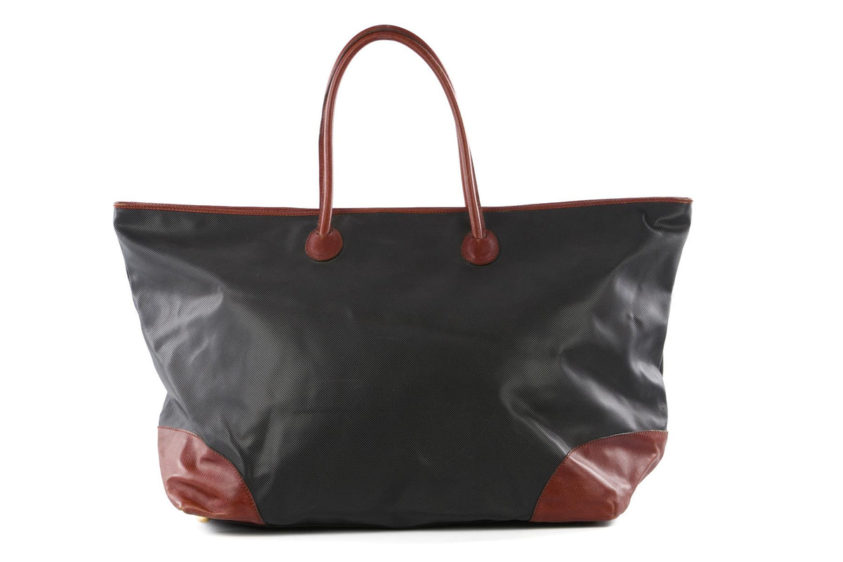 BOTTEGA VENETA BLACK VINTAGE MARCO POLO LEATHER TOTE BAG