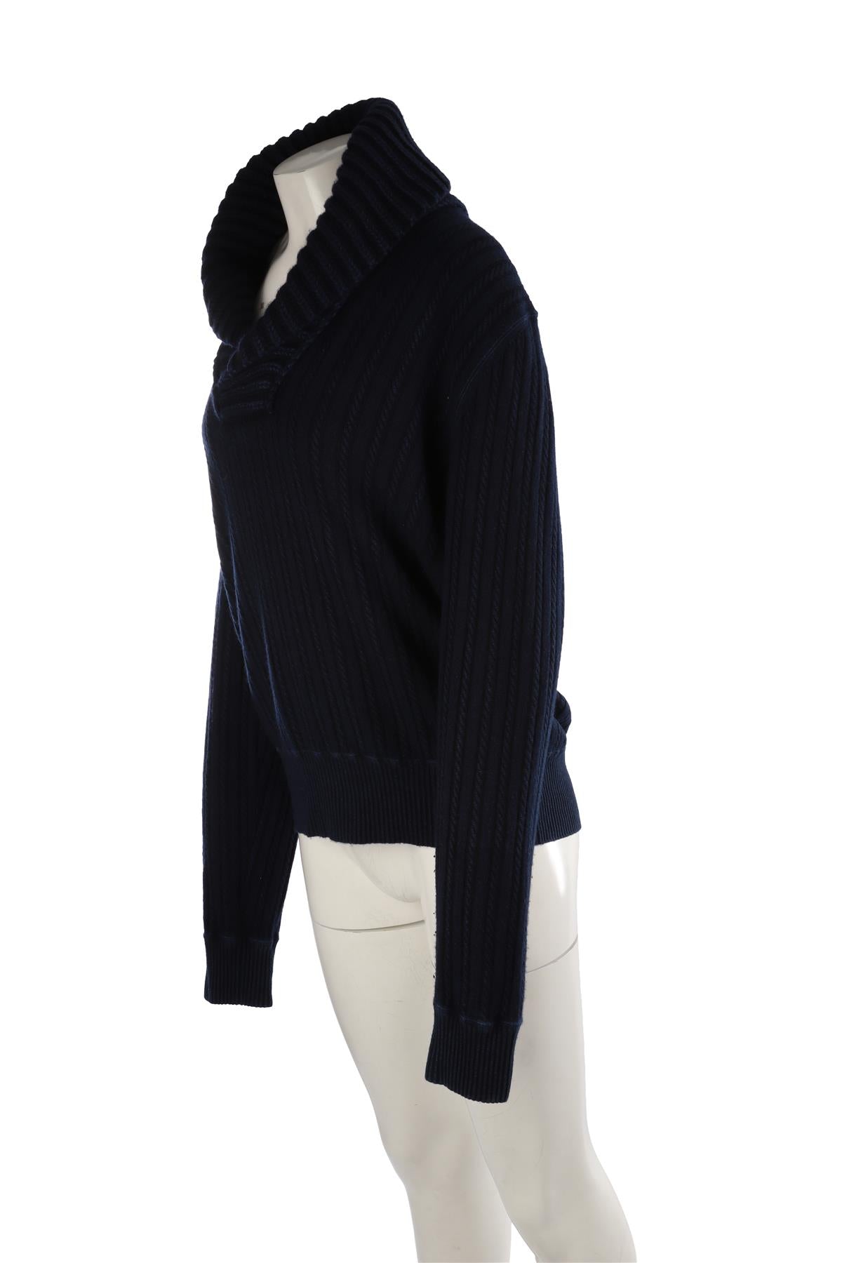 YVES SAINT LAURENT NAVY WOOL JUMPER XLARGE