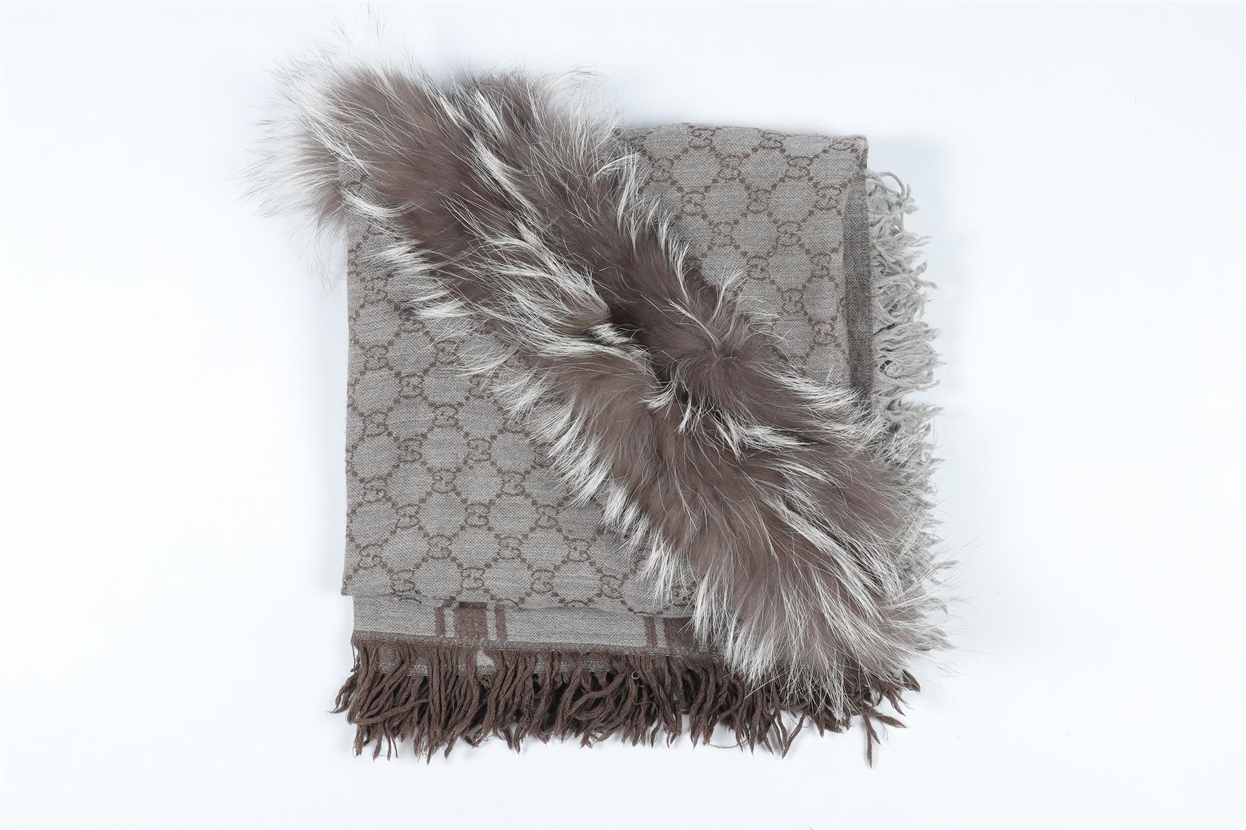 GUCCI BROWN GG WOOL SCARF