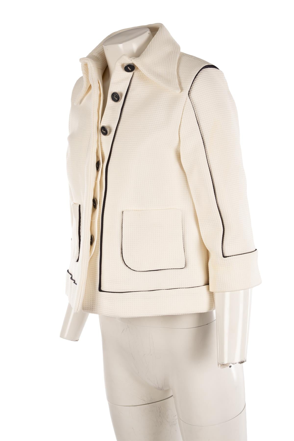 CHANEL WHITE 2015 COTTON JACKET FR 34 UK 6