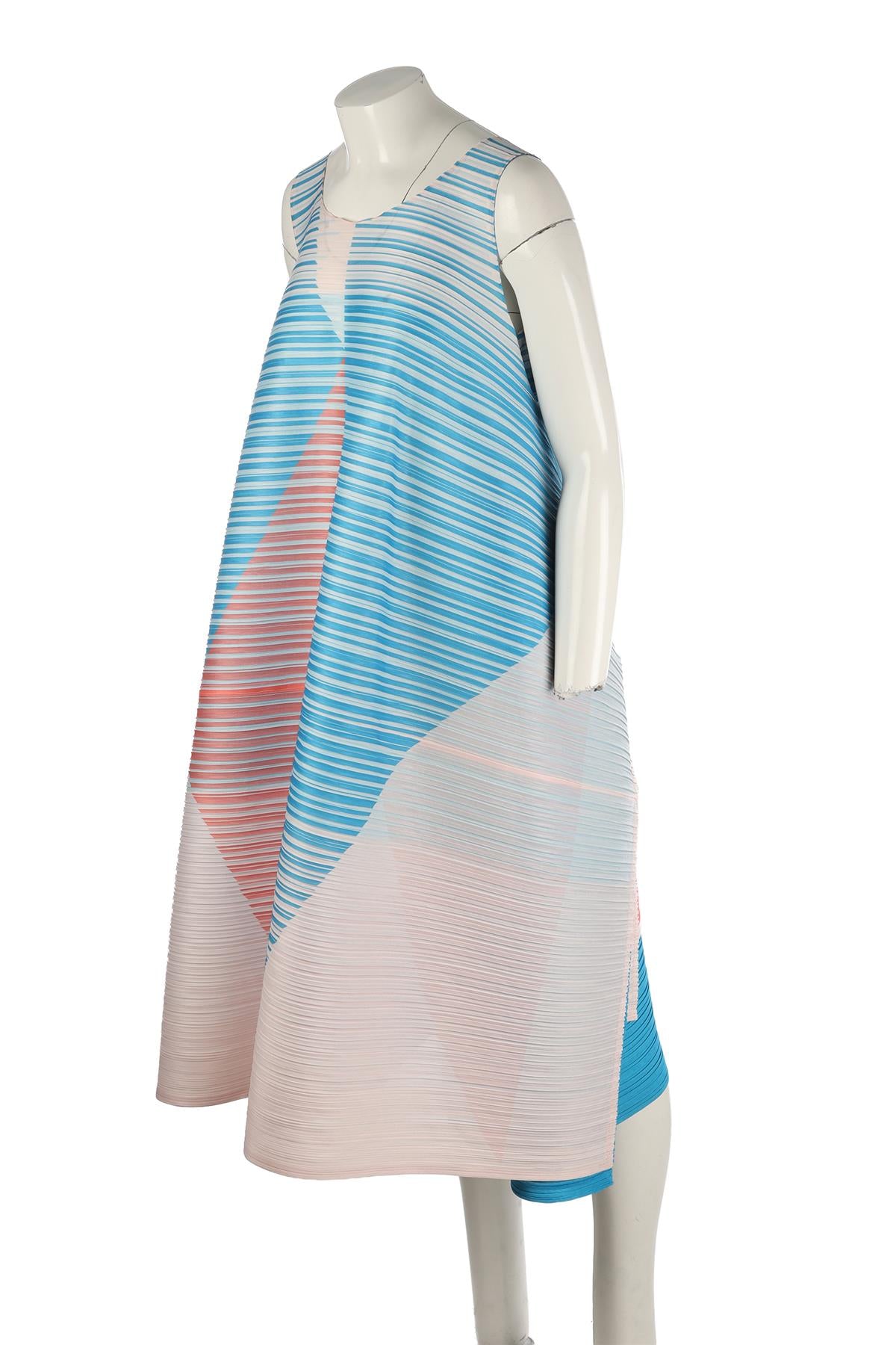 PLEATS PLEASE ISSEY MIYAKE MULTI CREPE MIDI DRESS JP 3 UK 8