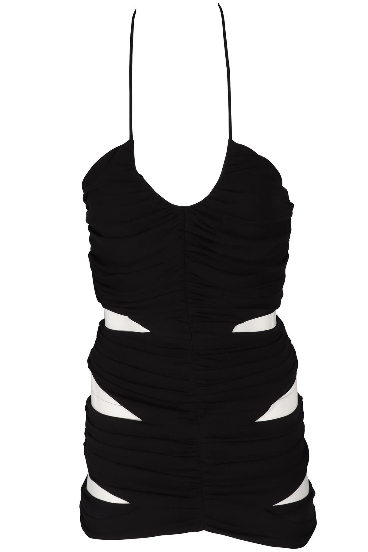 MÔNOT BLACK CREPE MINI DRESS