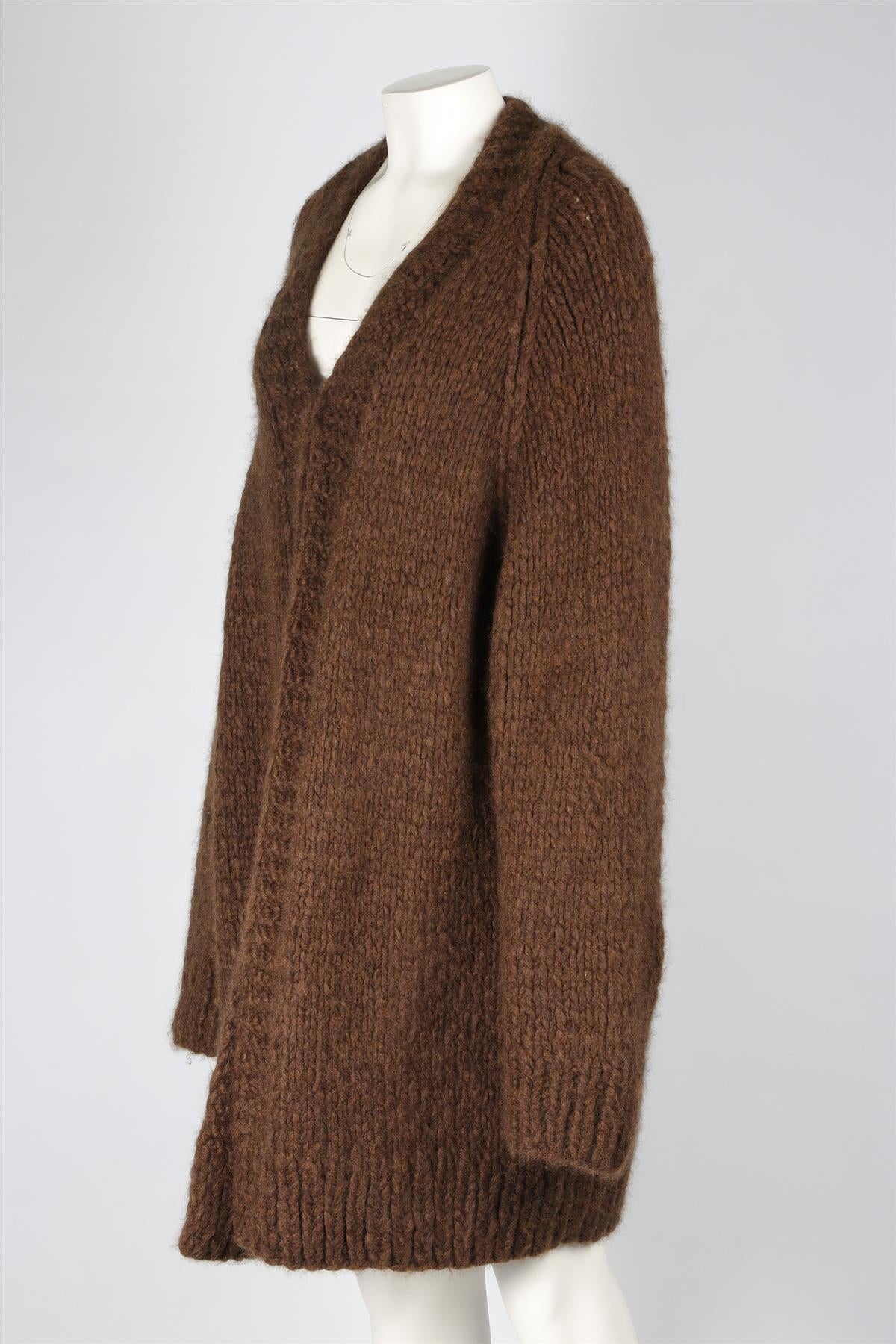 THE ROW BROWN CASHMERE CARDIGAN XSMALL