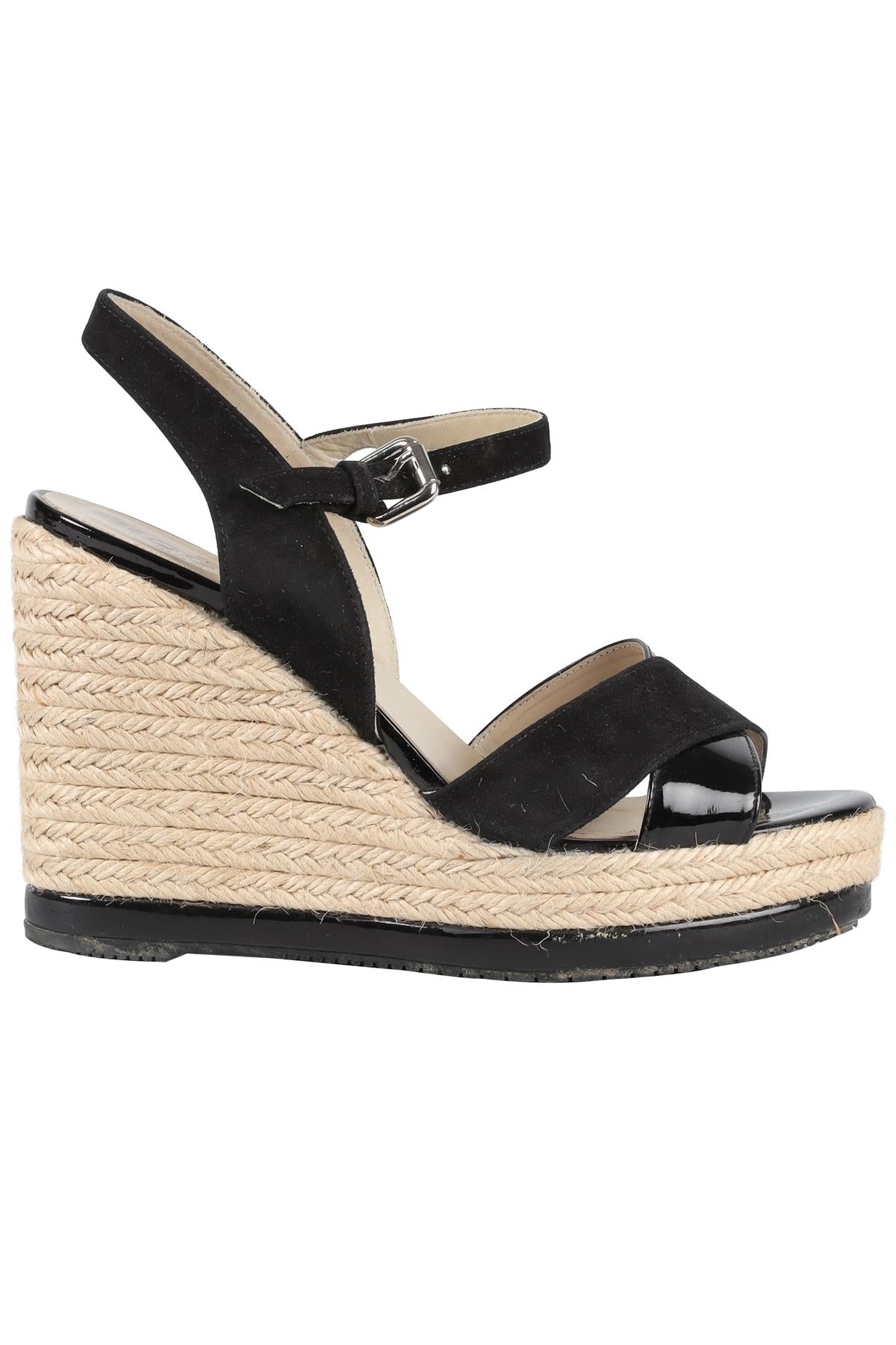 HOGAN BLACK SUEDE ESPADRILLE WEDGES EU 38.5 UK 5.5 US 8.5