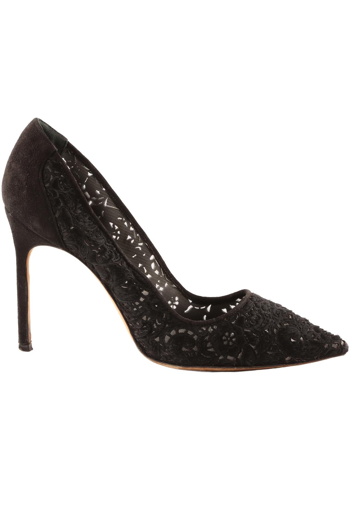 MANOLO BLAHNIK BLACK CALF HAIR PUMPS EU 38 UK 5 US 8