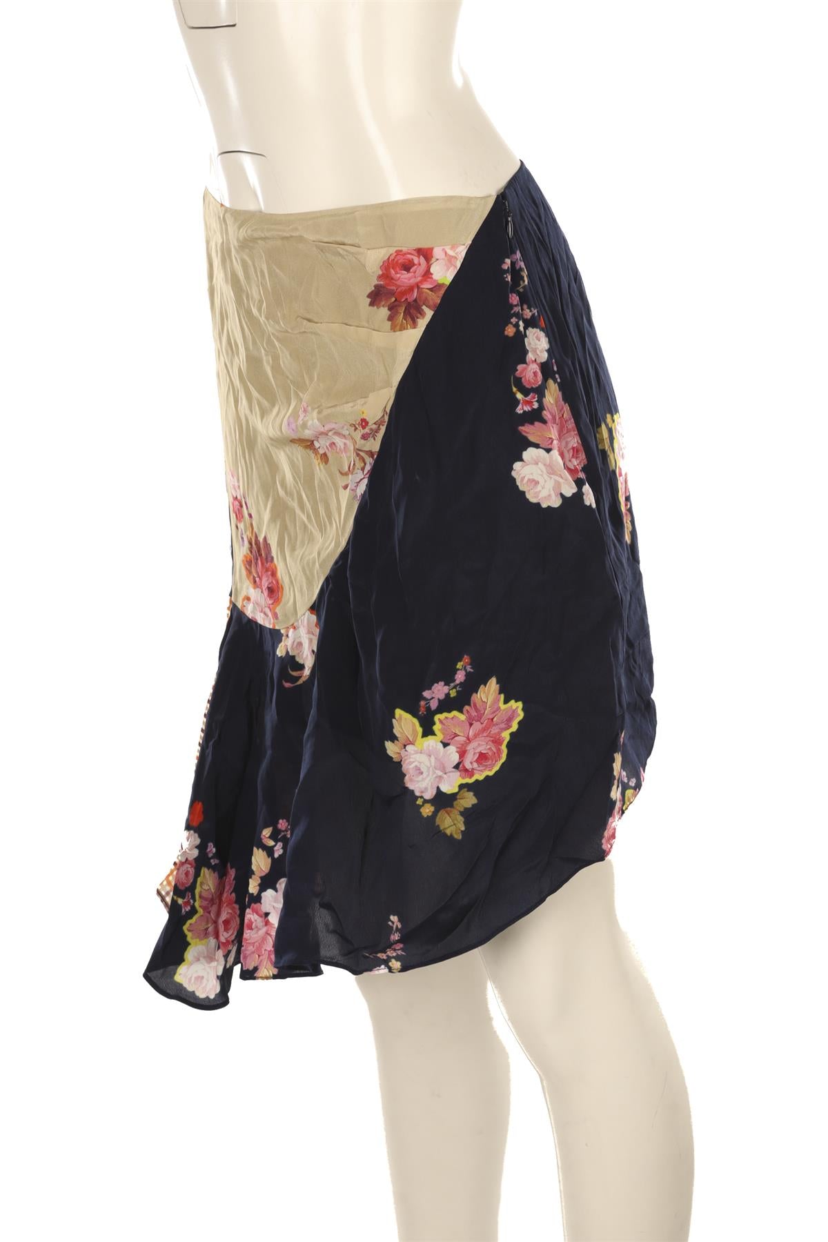 PREEN BY THORNTON BREGAZZI MULTI SATIN MIDI SKIRT SMALL