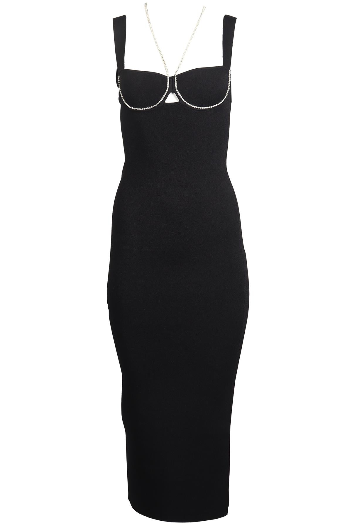 GALVAN LONDON CRYSTAL AND KNIT MIDI DRESS XSMALL