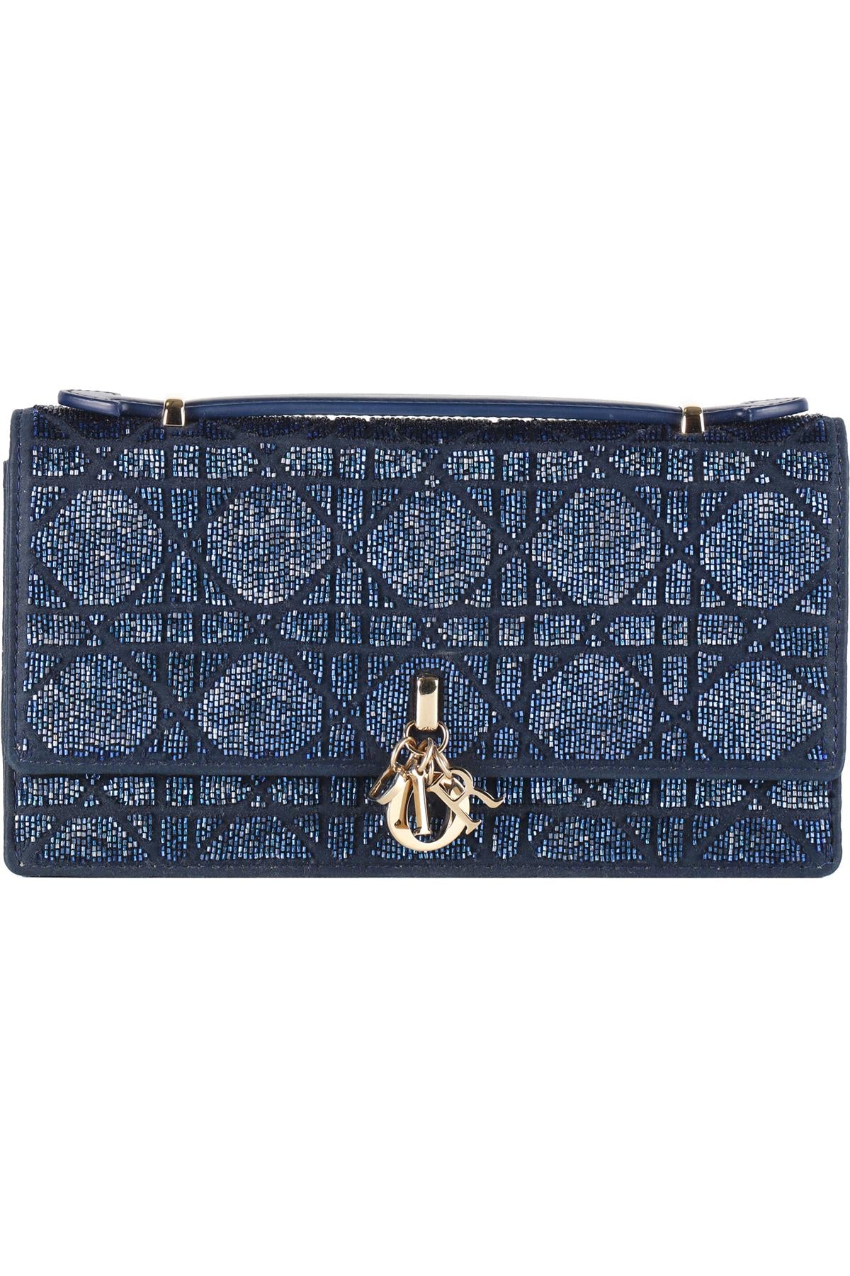 CHRISTIAN DIOR BLUE MY DIOR MINI BEAD AND SATIN CLUTCH