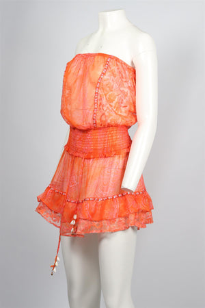 RAMY BROOK ORANGE CHIFFON MINI DRESS LARGE