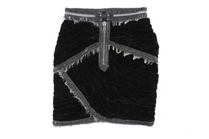 AADNEVIK BLACK VELVET MINI SKIRT XSMALL