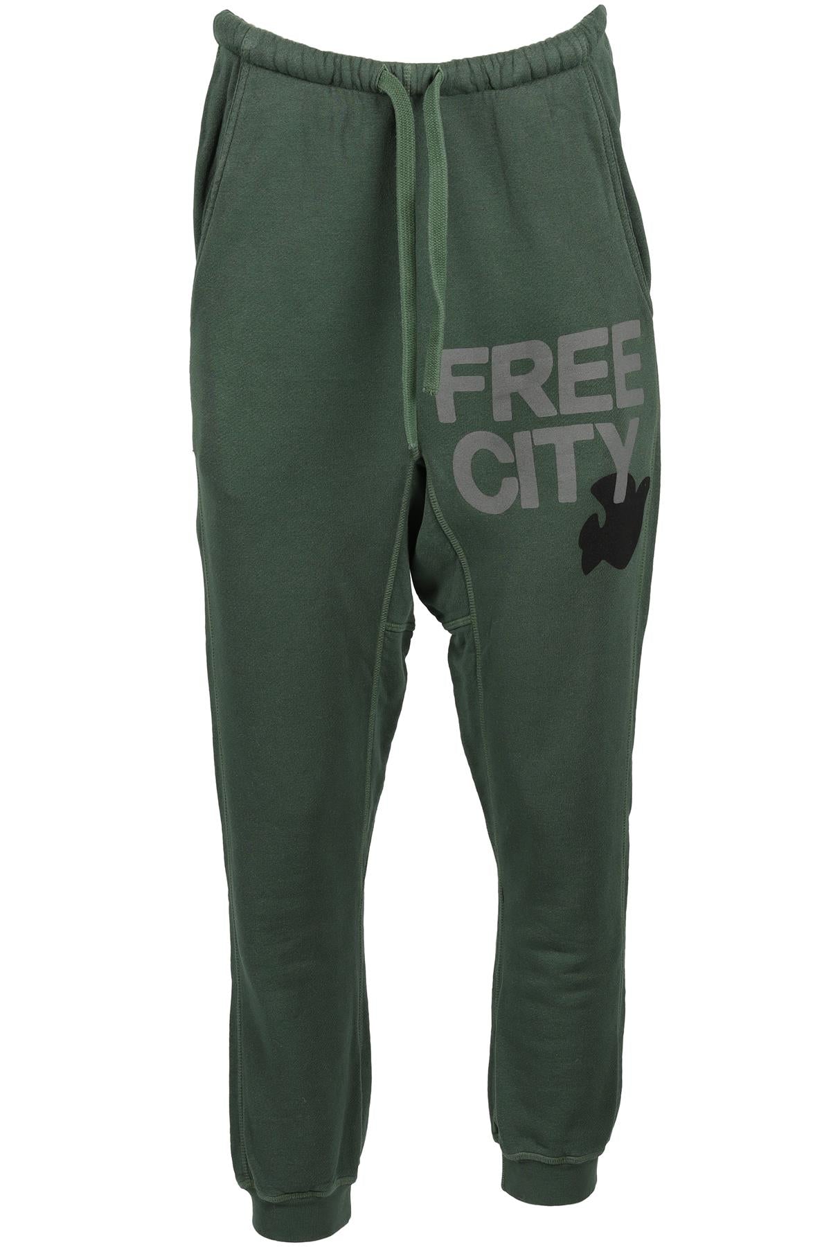 FREE CITY GREEN COTTON TRACK PANTS SMALL