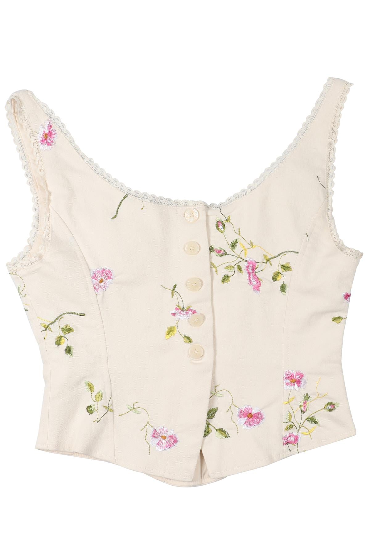 LOVESHACKFANCY CREAM COTTON TOP US 2 UK 6