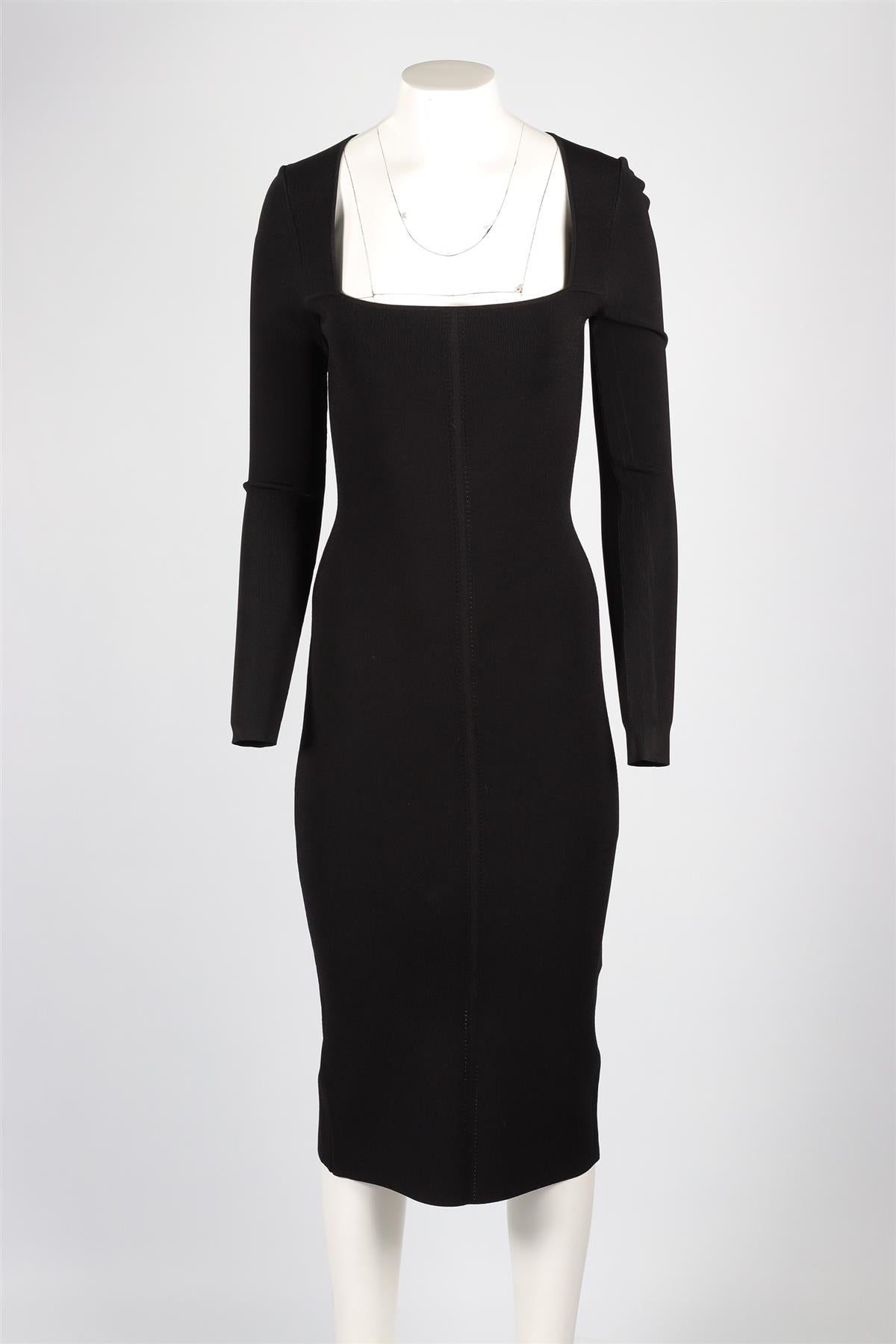 VB BODY BY VICTORIA BECKHAM BLACK KNIT MAXI DRESS UK 12