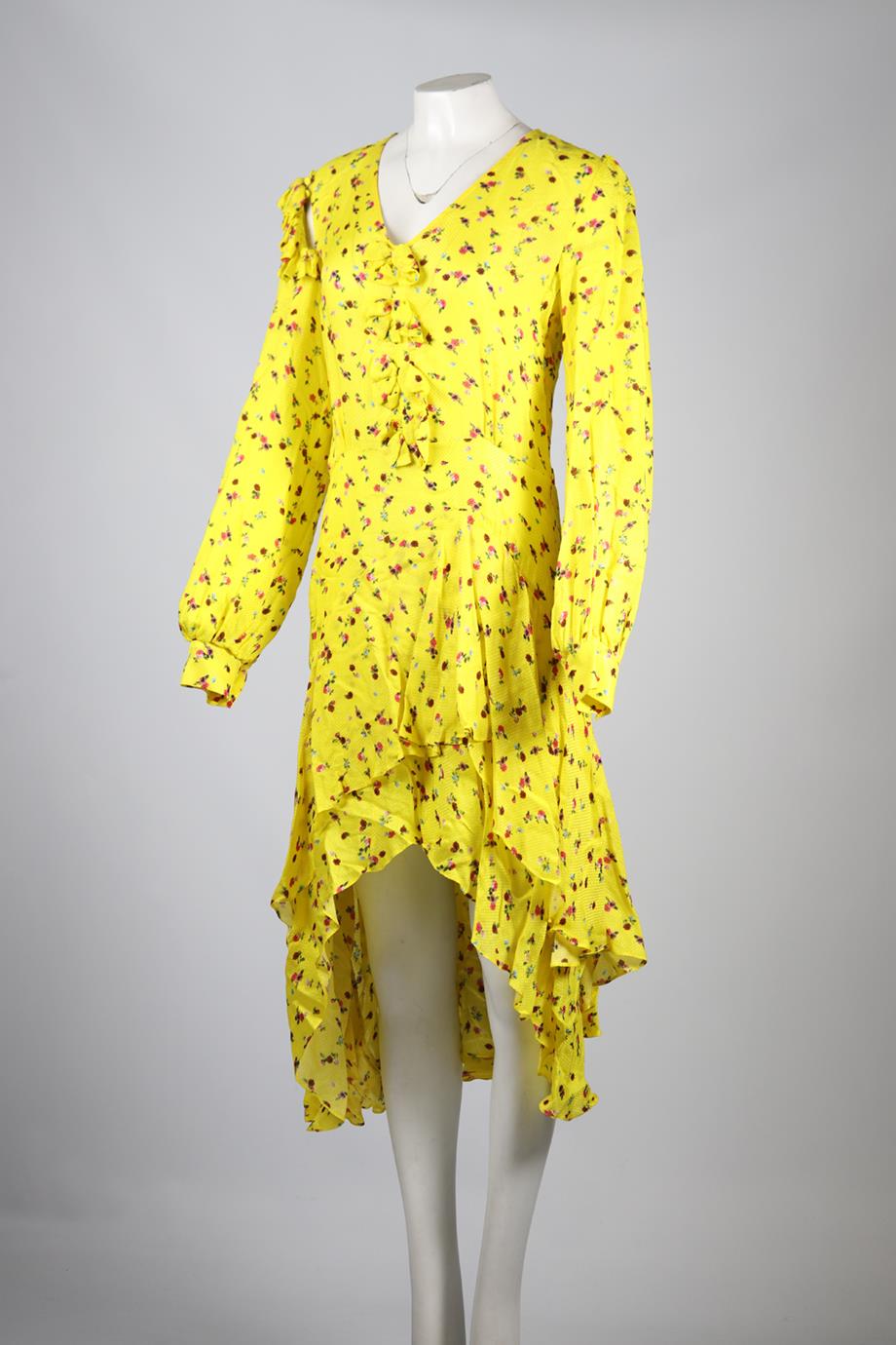 PREEN BY THORNTON BREGAZZI FLORAL PRINT SATIN MIDI DRESS SMALL