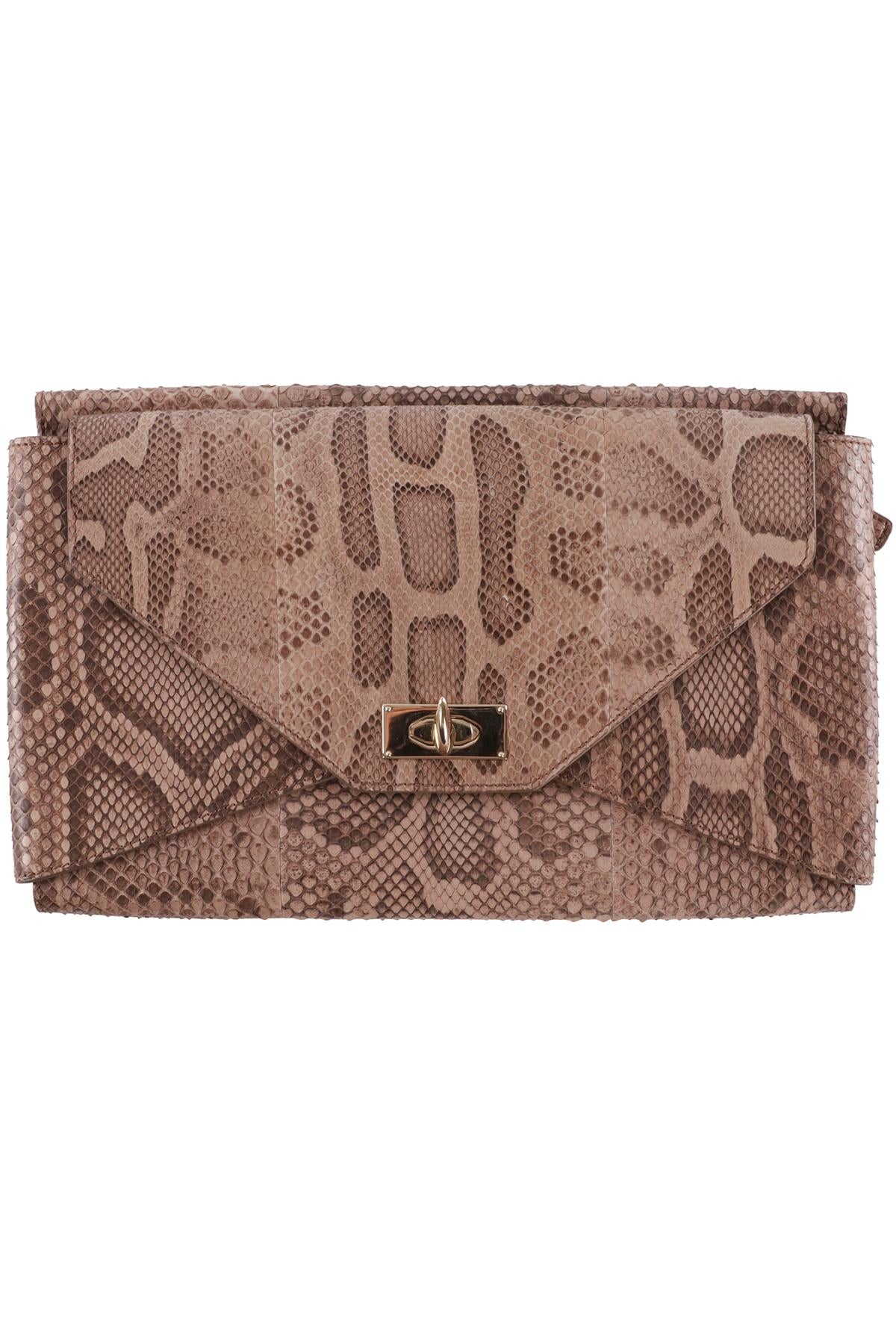 GIVENCHY TAUPE SHARK MEDIUM PYTHON CLUTCH