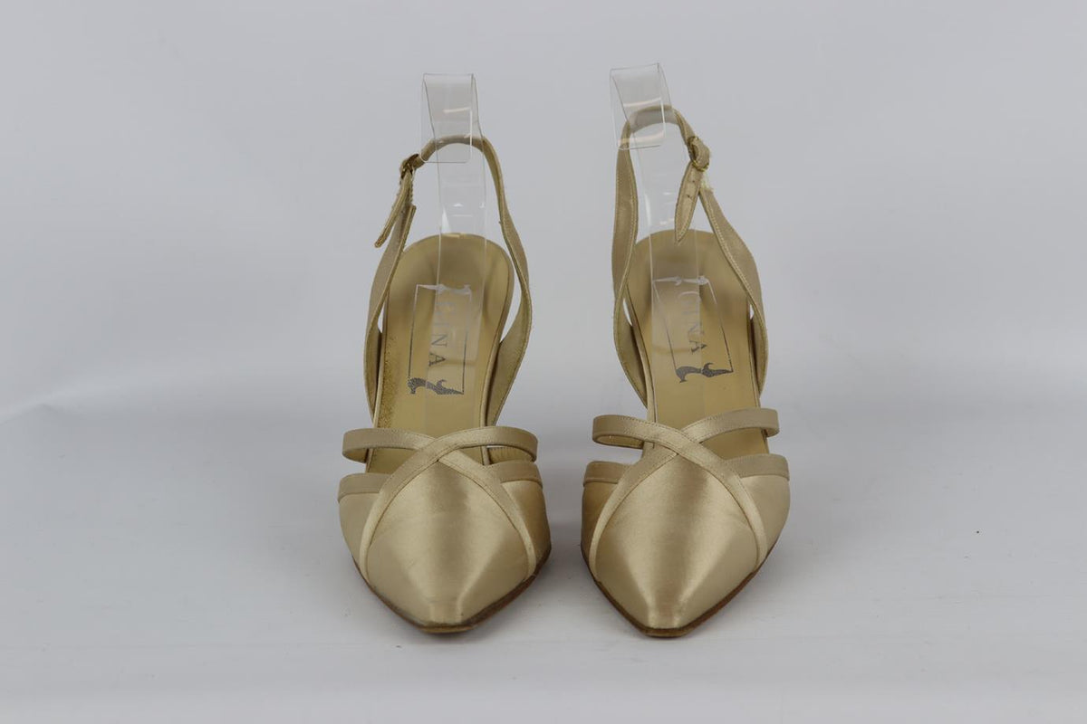 GINA SATIN SLINGBACK PUMPS EU 38.5 UK 5.5 US 8.5