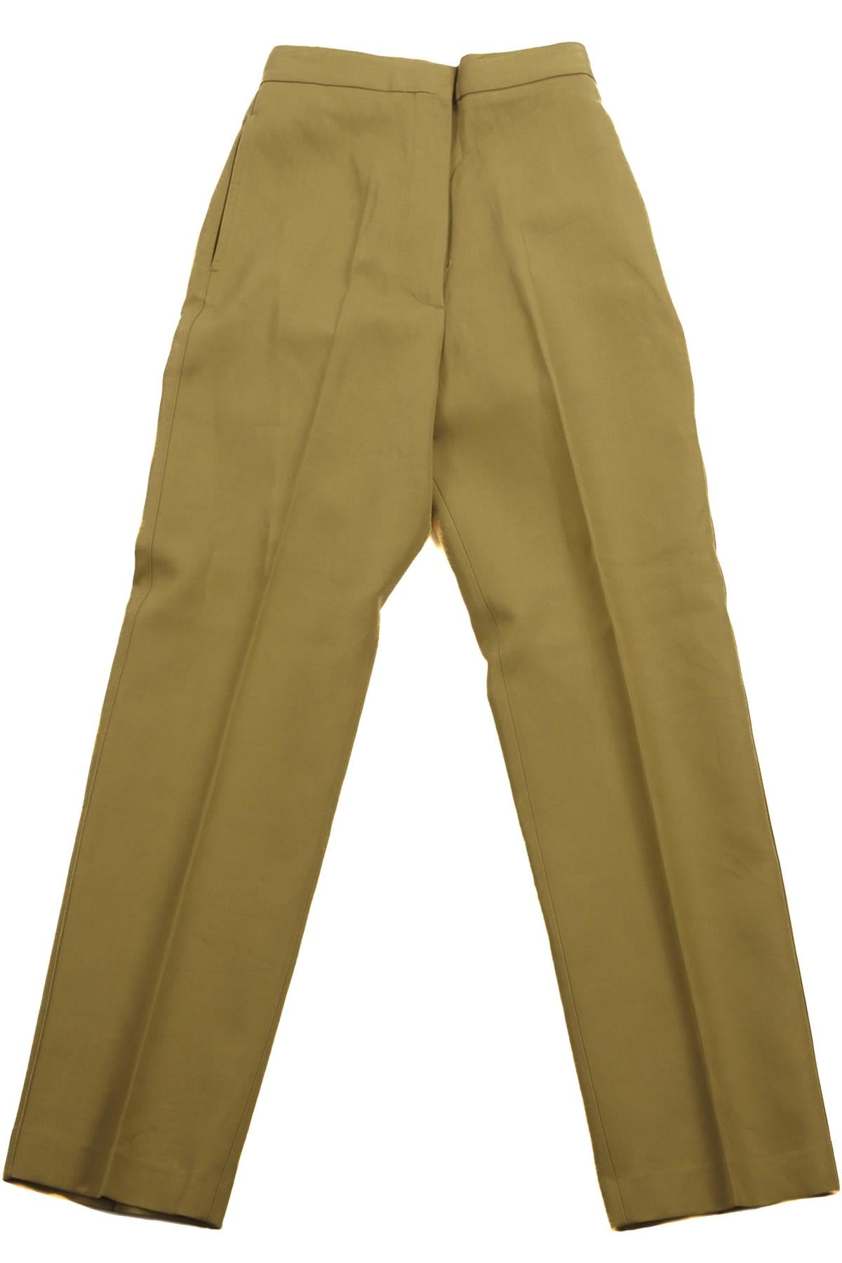 RAEY GREEN COTTON STRAIGHT LEG PANTS UK 6