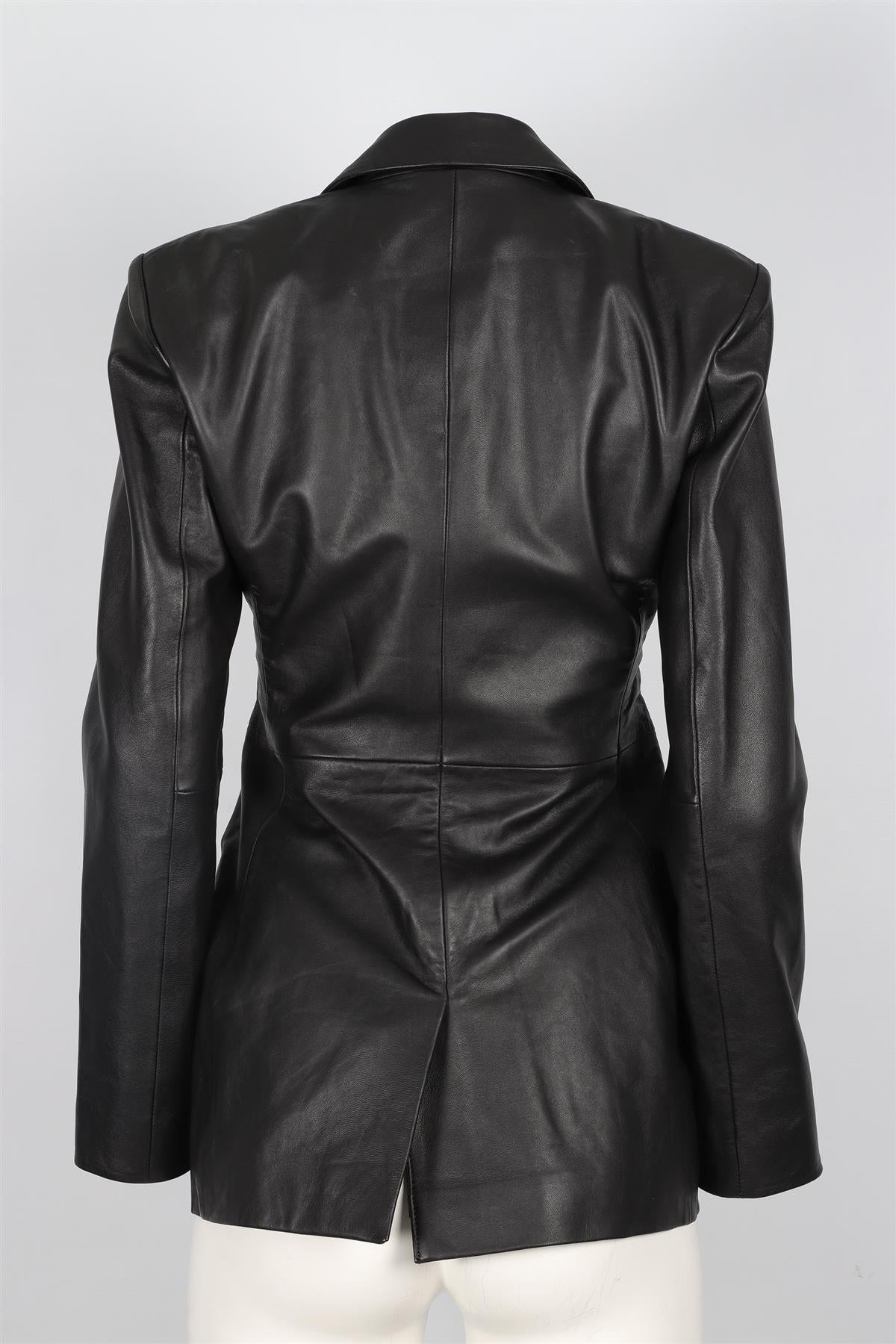 REFORMATION + VEDA BLACK LEATHER BLAZER SMALL