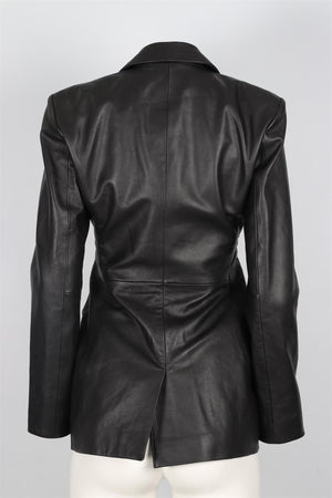 REFORMATION + VEDA BLACK LEATHER BLAZER SMALL