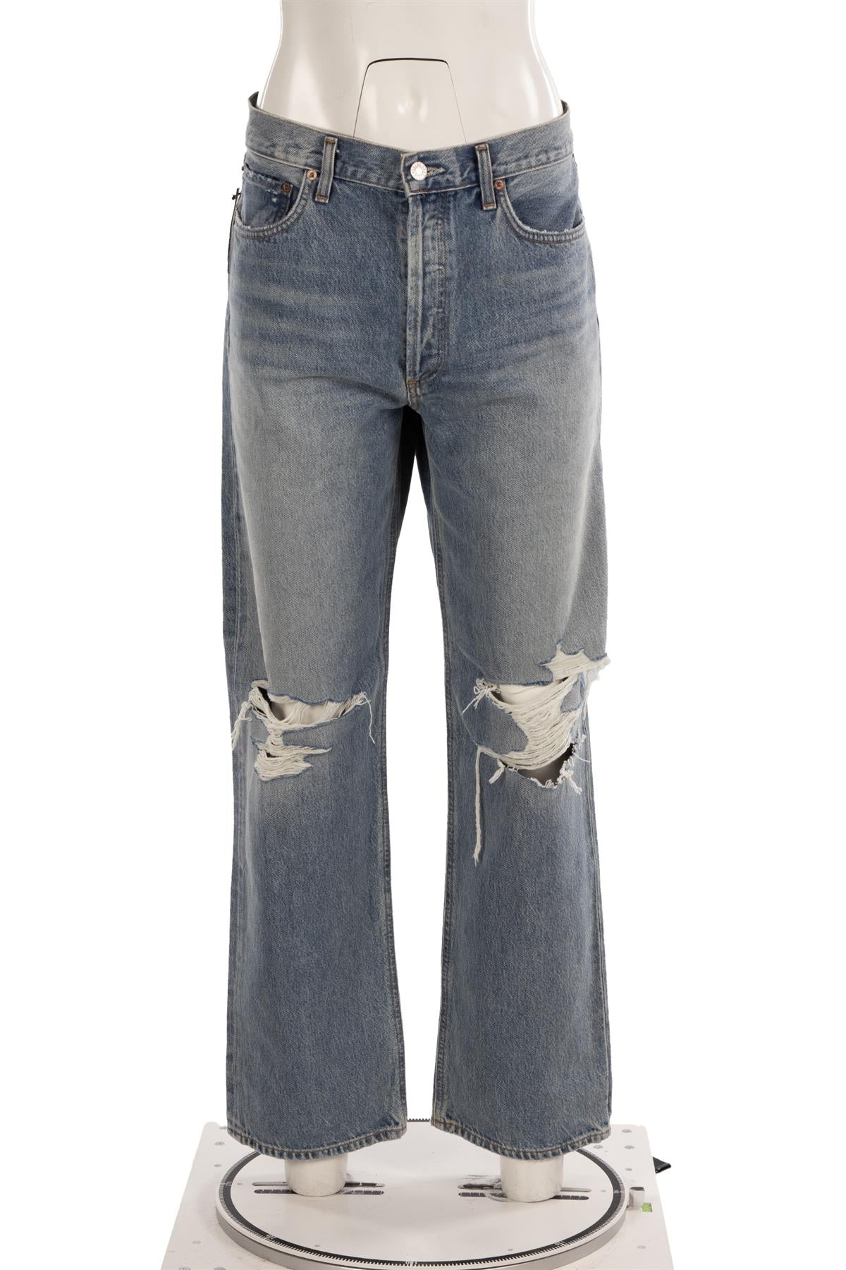 BLUE HIGH RISE STRAIGHT LEG JEANS