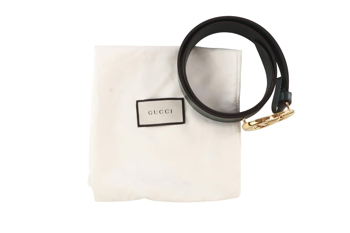 GUCCI GREEN GG LEATHER WAIST BELT 80CM