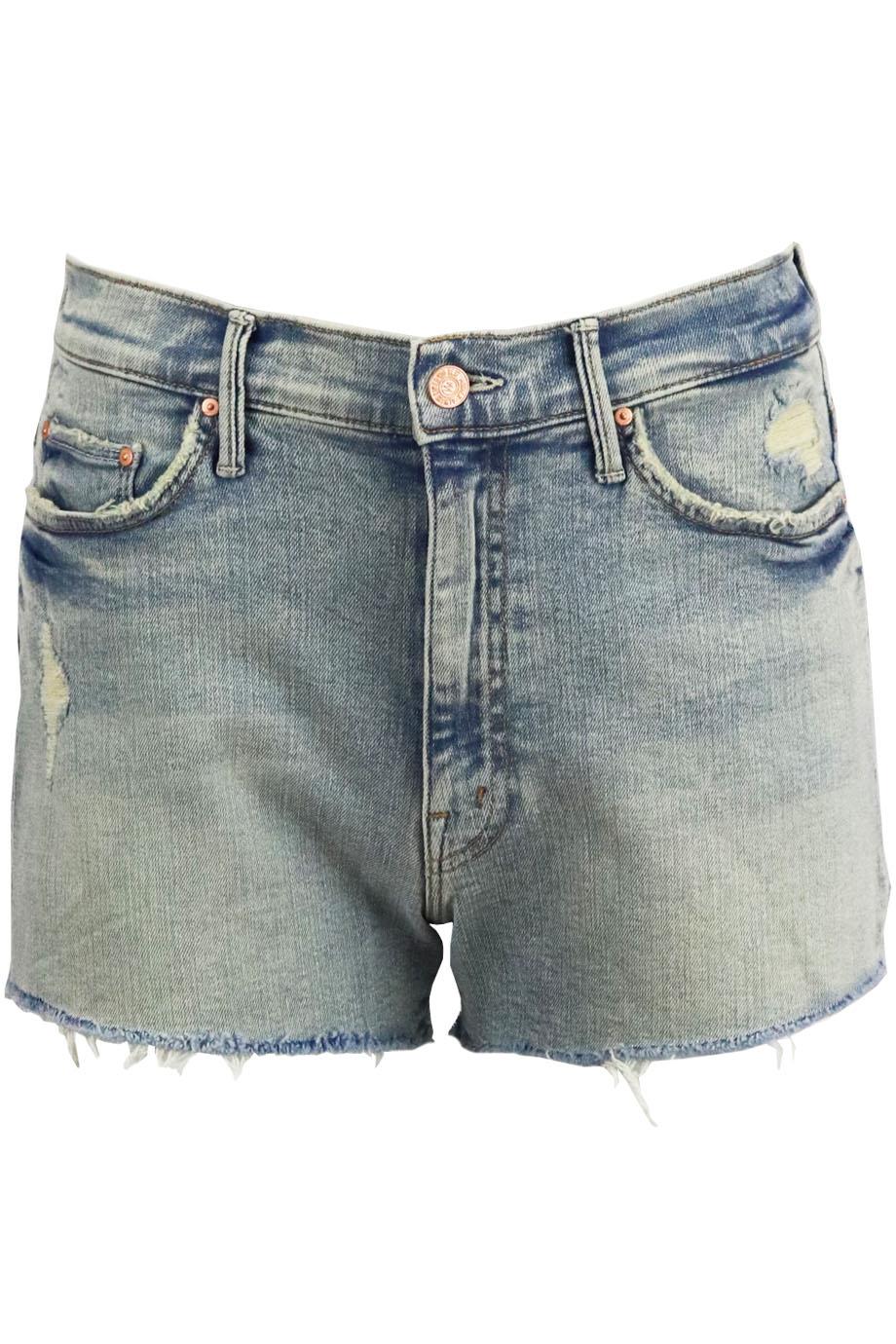MOTHER DISTRESSED HIGH RISE STRETCH DENIM SHORTS W27 UK 6/8