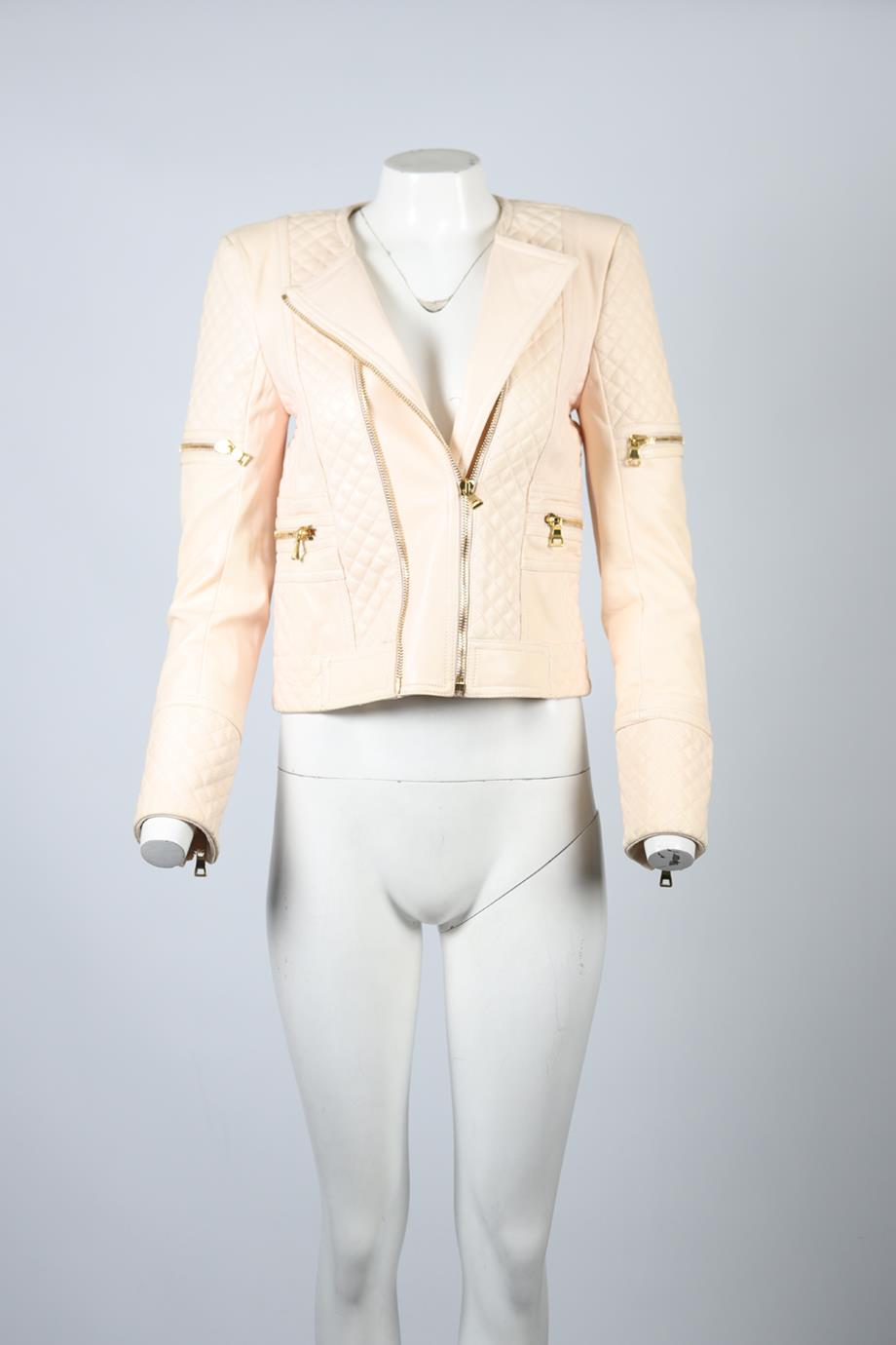 BALMAIN LEATHER BIKER JACKET FR 38 UK 10