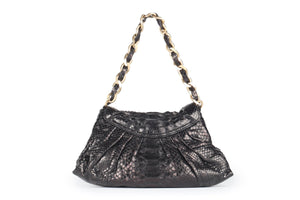 ZAGLIANI BLACK PYTHON SHOULDER BAG