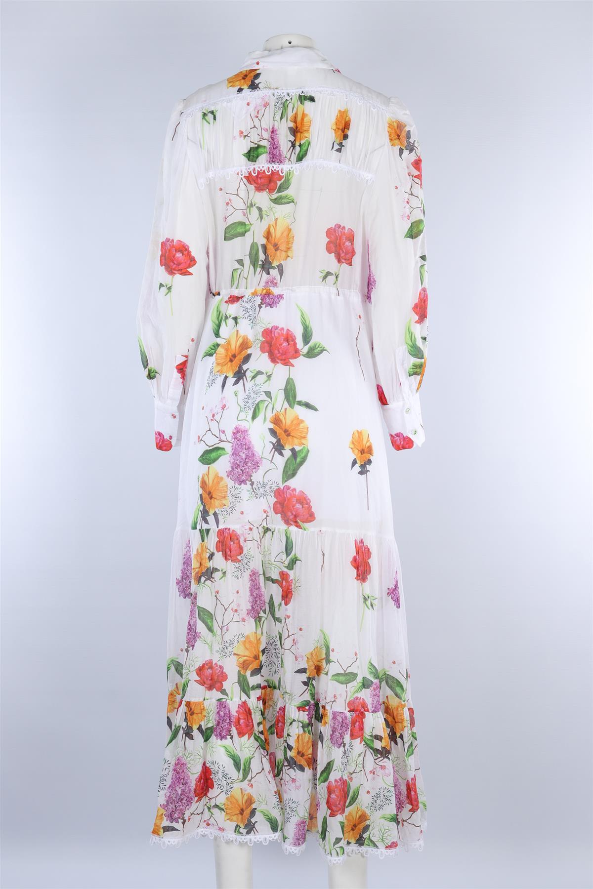 CHARO RUIZ WHITE COTTON MAXI DRESS LARGE