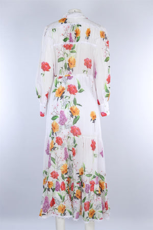 CHARO RUIZ WHITE COTTON MAXI DRESS LARGE