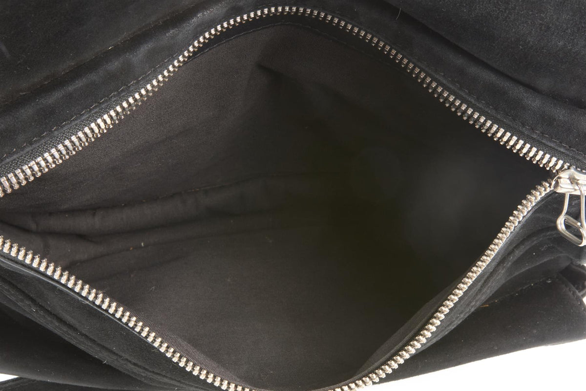 BALMAIN BLACK SUEDE SHOULDER BAG