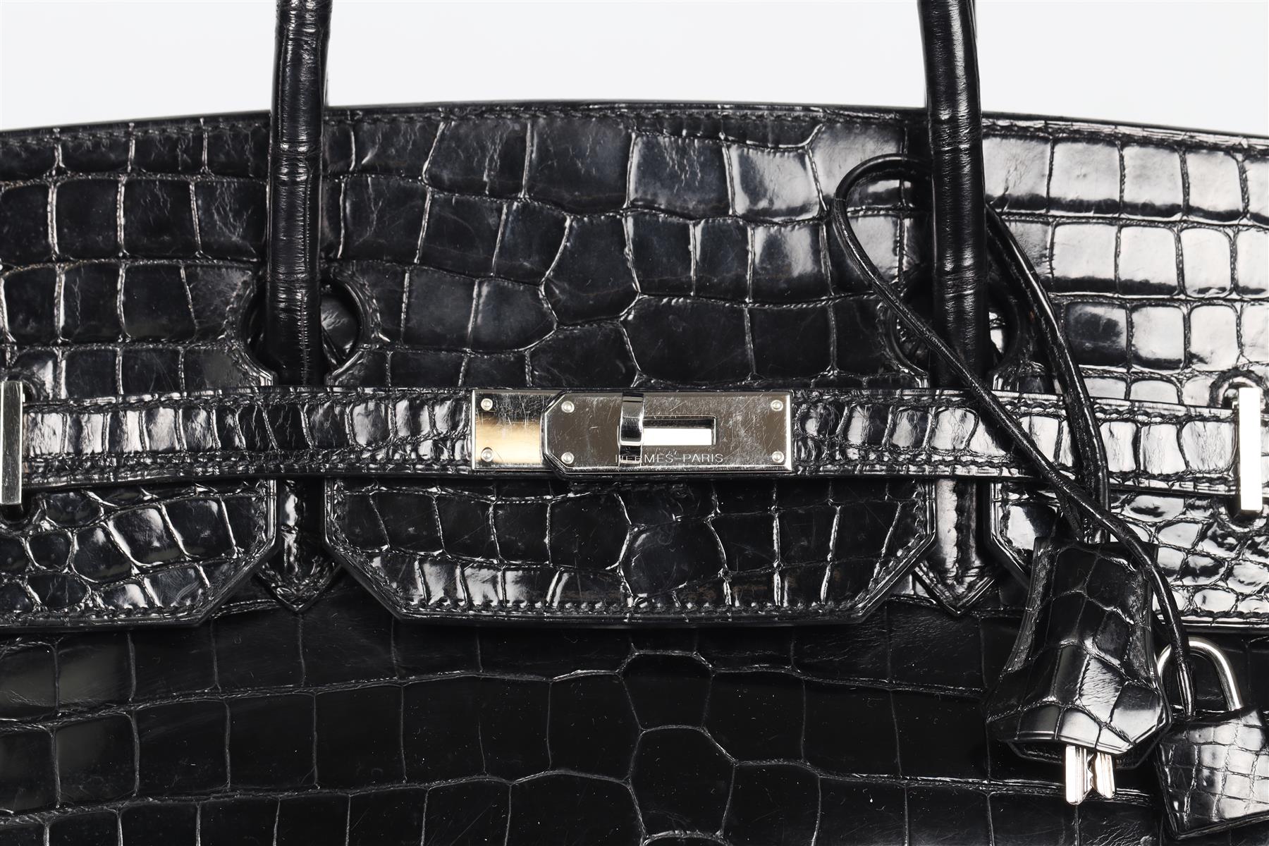 HERMÈS BLACK 2008 BIRKIN 40CM CROCODILE POROSUS BAG IN NOIR