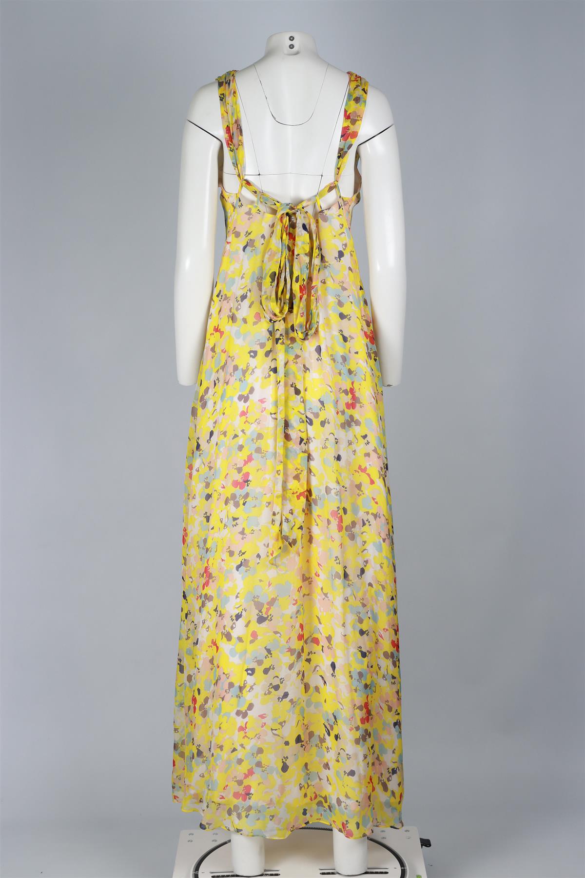 ADAM LIPPES YELLOW SILK MAXI DRESS UK 12