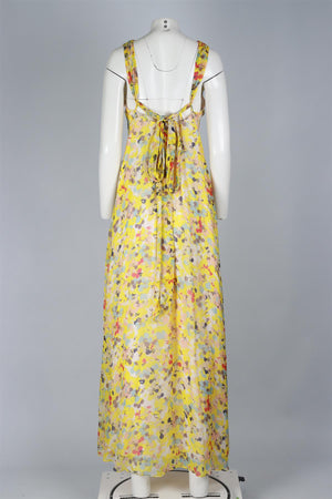 ADAM LIPPES YELLOW SILK MAXI DRESS UK 12