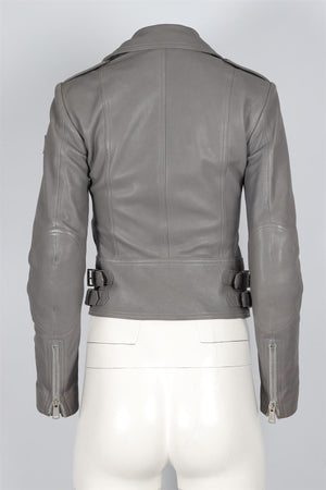 BELSTAFF GREY LEATHER JACKET IT 36 UK 4