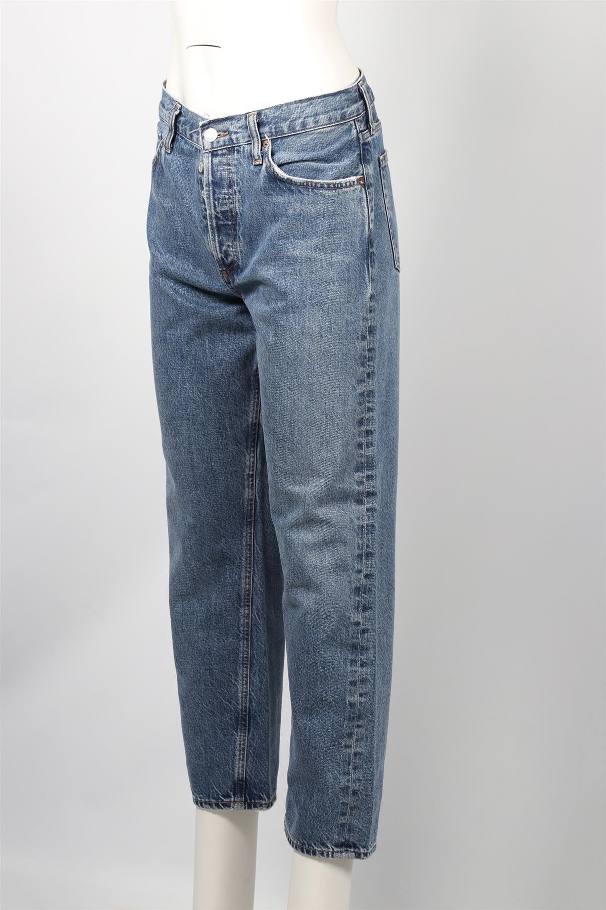 AGOLDE BLUE HIGH RISE STRAIGHT LEG JEANS W27 UK 8-10