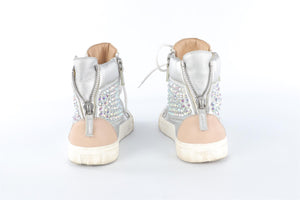 GIUSEPPE ZANOTTI SILVER LEATHER HIGH TOP SNEAKERS EU 38 UK 5 US 8