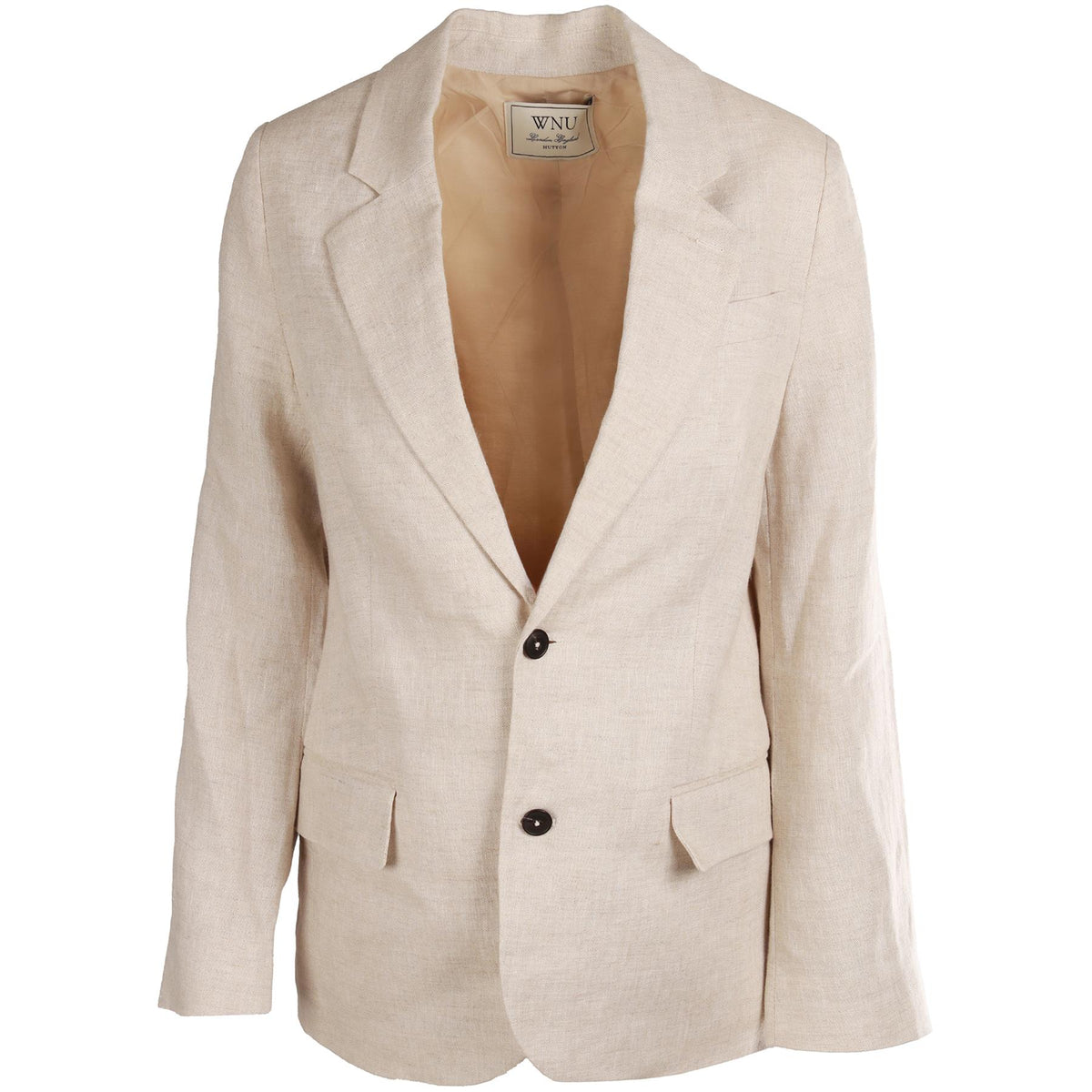 WITH NOTHING UNDERNEATH BEIGE LINEN BLAZER UK 8