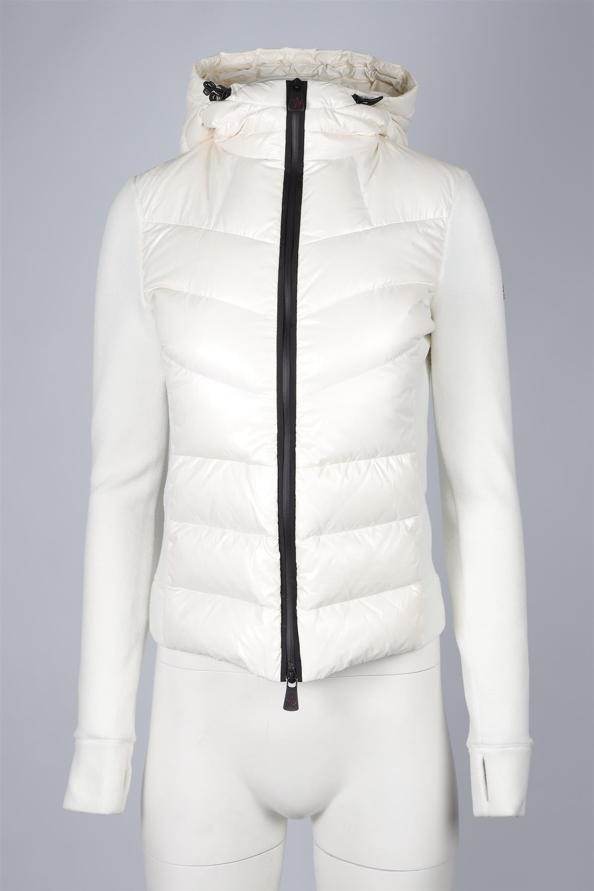 MONCLER GRENOBLE IVORY FLEECE HOODIE SMALL
