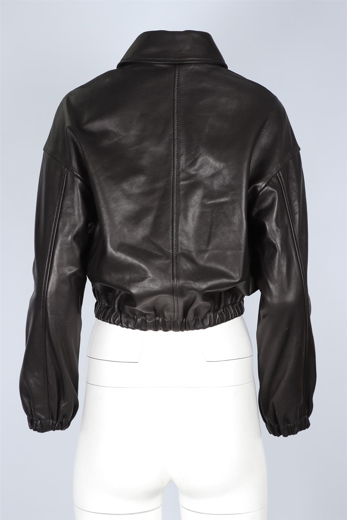 NOUR HAMMOUR BLACK LEATHER JACKET FR 36 UK 8