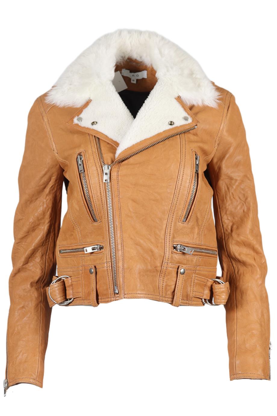 IRO SHEARLING AND LEATHER JACKET FR 36 UK 8