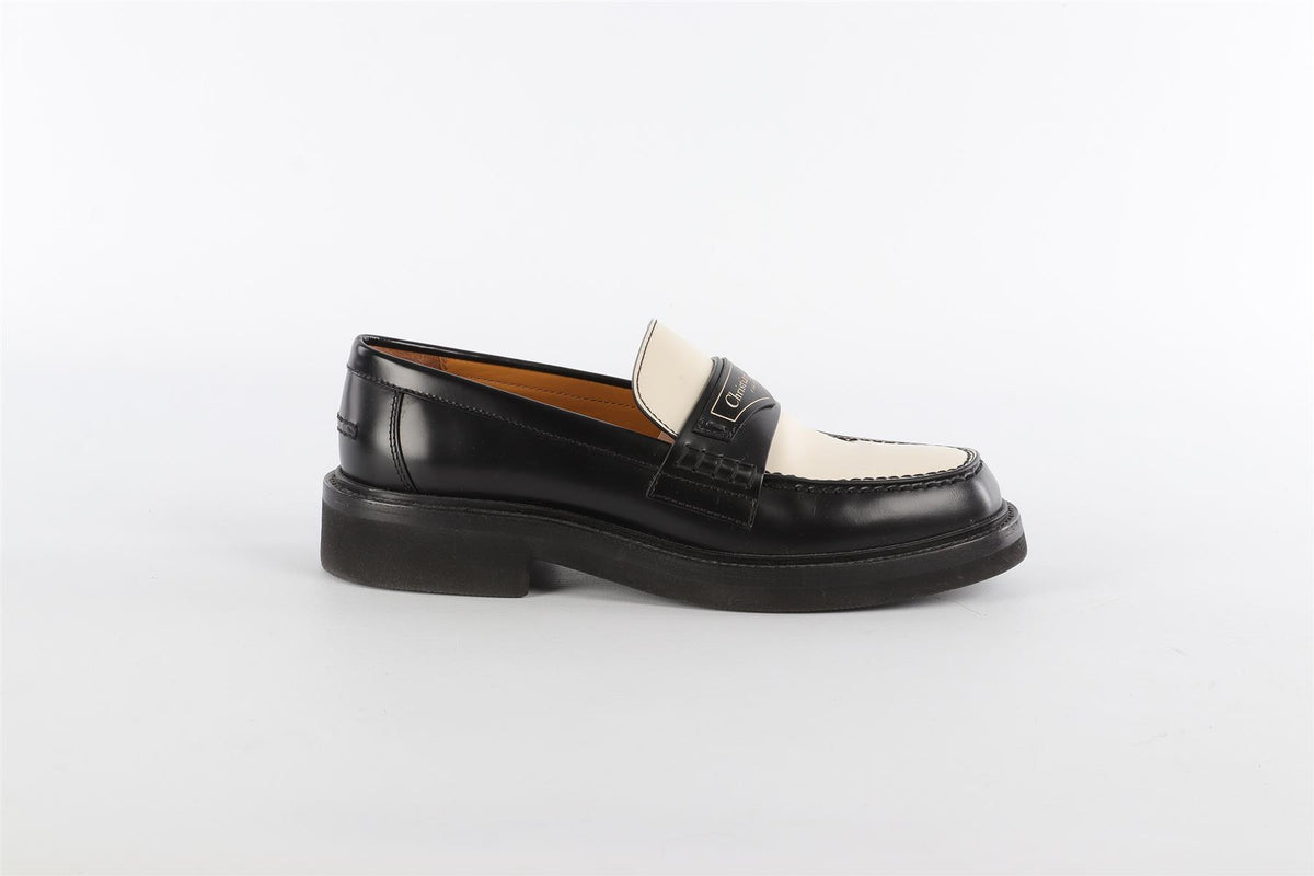 CHRISTIAN DIOR BLACK LEATHER LOAFERS EU 37 UK 4 US 6.5